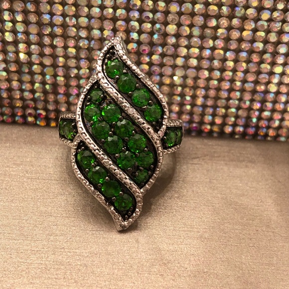 Sterling Silver Lab Created Crome Diopside Ring - Picture 7 of 8